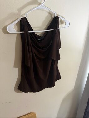 NWT CIDER Size 2xl Brown Split Short Sleeve Blouse
